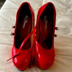 Red platform sexy heels